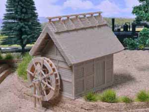 わら葺屋根む水車小屋3D模型(HOeゲージ)